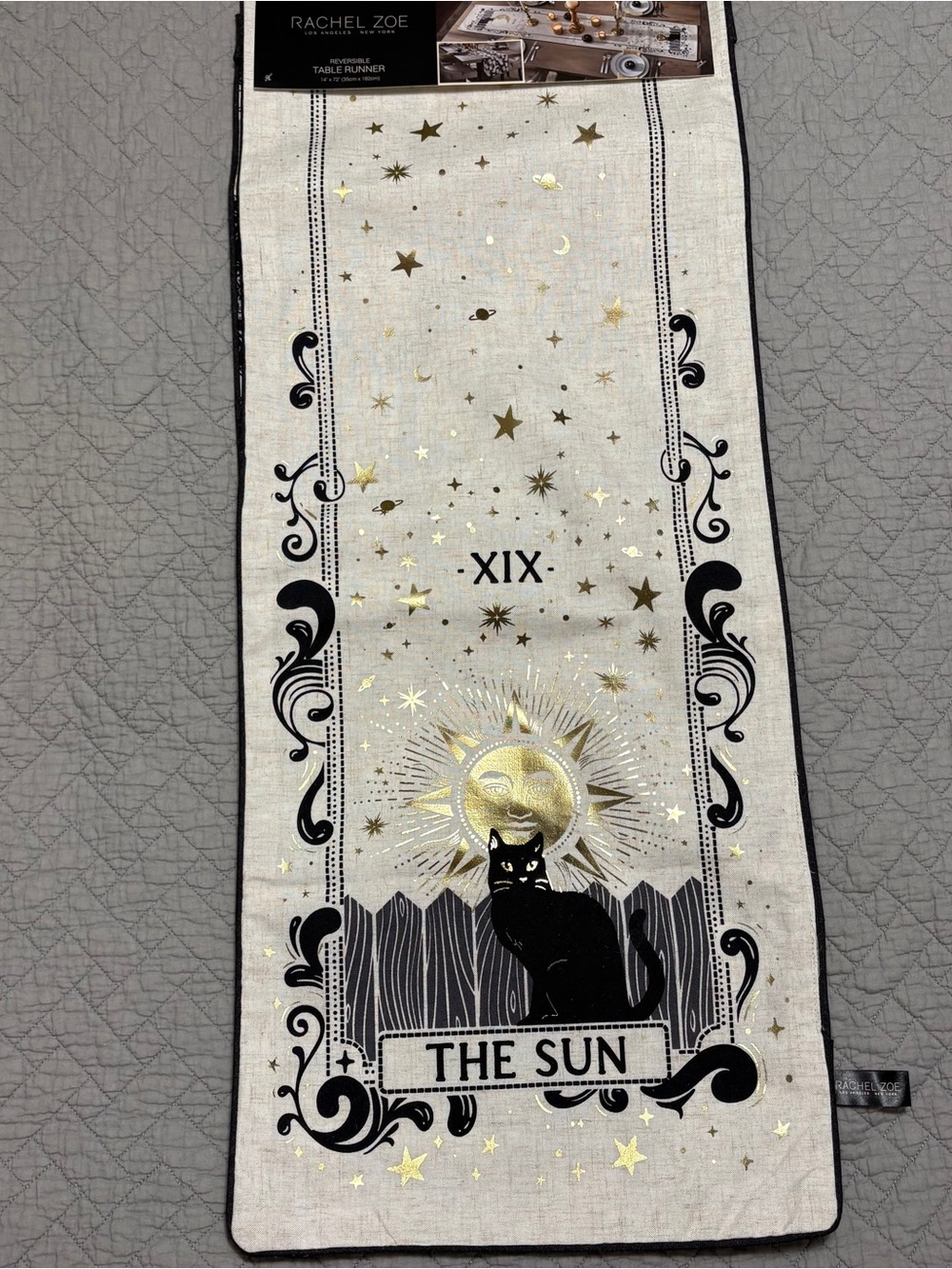 Rachel Zoe Black & Gold Celestial Tarot Table Runner